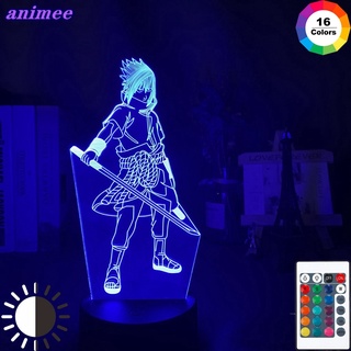 โคมไฟกลางคืน Led รูป Uchiha Sasuke 3D เปลี่ยนสีได้ พร้อมเซนเซอร์สัมผัส สําหรับตกแต่งห้องนอนเด็ก