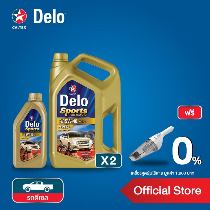 [ผ่อน 0%][ฟรี เครื่องดูดฝุ่น] CALTEX แพ็กพิเศษ น้ำมันเครื่อง Delo sport ฟูลลี่ ซินเธติก SAE 5W-40 ขน