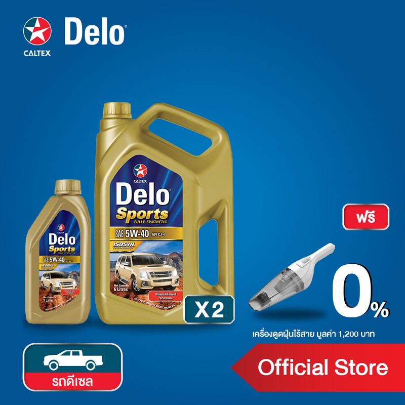 [ผ่อน 0%][ฟรี เครื่องดูดฝุ่น] CALTEX แพ็กพิเศษ น้ำมันเครื่อง Delo sport ฟูลลี่ ซินเธติก SAE 5W-40 ขน