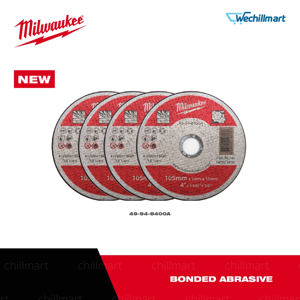 Milwaukee ใบตัดสแตนเลส 4 นิ้ว 105 X 1.0 X 16 มม. รุ่น 49-94-8400Ax4