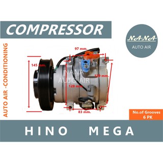 ของใหม่ มือ 1!!! COMPRESSOR Hino Mega 6PK 24v คอมเพลสเซอร์แอร์รถยนต์