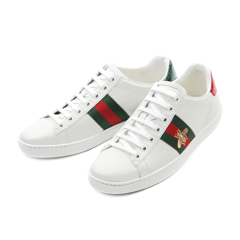 รองเท้าผ้าใบBonded GUCCI Gucci สุภาพสตรีสีขาวสีแดงและสีเขียว webbing ...