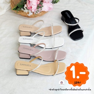 👡 ลูกค้าใหม่จ่าย 1 บาท🩴 รองเท้าหน้าสวมสายเพรชสองเส้น (CC21) 🩰