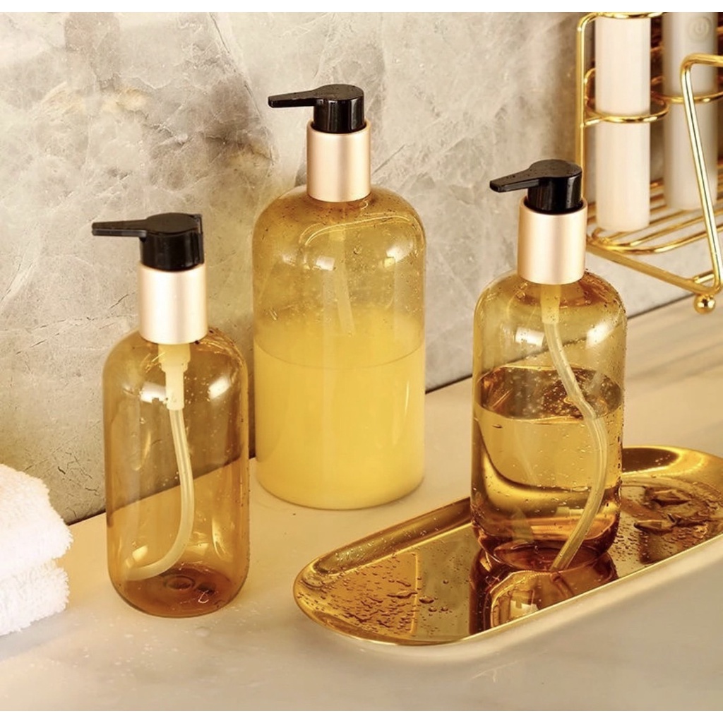 D7..ขวดปั๊มเจล # สีทอง # ขนาด 250/350/500 ml หรูหรา เนื้อหนา คุณภาพดี แข็งแรง