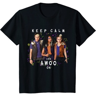 เสื้อยืดใหม่เสื้อยืดแขนสั้นลําลอง คอกลม พิมพ์ลาย Disney Channel Zombies 2 Keep Calm and Awoo On แฟชั่นสําหรับสตรีขนาดเต็