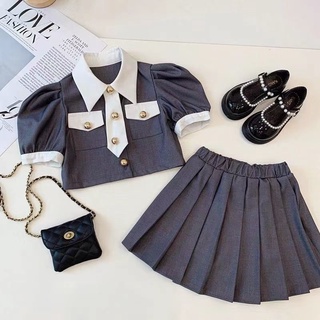 🌟เตรียมจัดส่ง🌟ชุดสูทเด็กผู้หญิง/เสื้อเชิ้ตเด็ก/กระโปรงจีบ