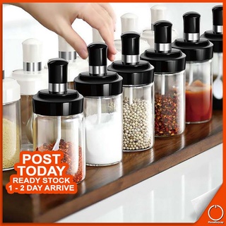 𝗜𝗡𝗧𝗘𝗚𝗥𝗔𝗧𝗘𝗗 𝗦𝗘𝗔𝗟𝗘𝗗 𝗚𝗟𝗔𝗦𝗦 Condiment Jar Kitchen Spice Seasoning Canisters Bottle Container Dispensers Botol Rempah 调味罐 香料罐