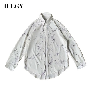 Ielgy เสื้อเชิ้ตแขนยาว สีมัดย้อม แฟชั่นสไตล์ฮ่องกง สําหรับผู้ชาย