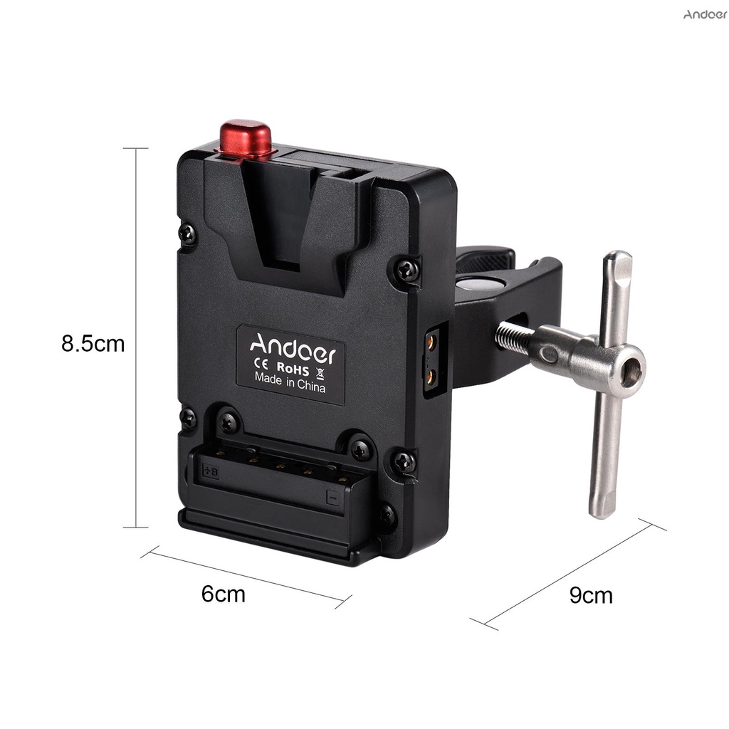 [ANTH] Andoer อะแดปเตอร์พาวเวอร์ซัพพลายแบตเตอรี่นาโน V-lock พร้อมคีมหนีบ สําหรับแบตเตอรี่ Mini V-mount