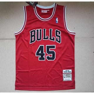 ใหม่ NBA Chicago Bulls สําหรับผู้ชาย #เสื้อกีฬาบาสเก็ตบอล ปักลาย Michael MN BULLS สีแดง 45 ชิ้น