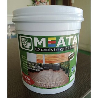 สีย้อมไม้ (สำหรับงานพื้นไม้ พื้นไฟเบอร์ซีเมนซ์ )(สูตรน้ำ) กึ่งเงา Meata Decking (1/4 gallon)