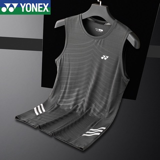 Yonex กีฬาเสื้อกั๊กผู้ชายบางแบดมินตันสวมใส่ระบายอากาศหลวมมาราธอนวิ่งบาสเกตบอลเสื้อยืดแขนกุด