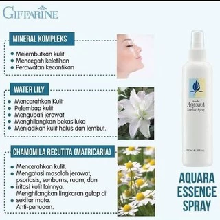 สเปรย์น้ำแร่ อควาร่า กิฟฟารีน Aquara Essence Spray ผสมสารสกัดจากดอกบัว บำรุงผิวหน้าอย่างล้ำลึก Giffarine