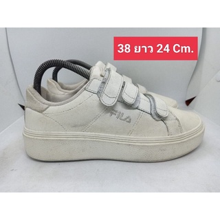 Fila แท้ Size 38 ยาว 24 Cm. รองเท้ามือสอง ผ้าใบ แฟชั่น ทำงาน ลำลอง เที่ยว เกรด A+(P)