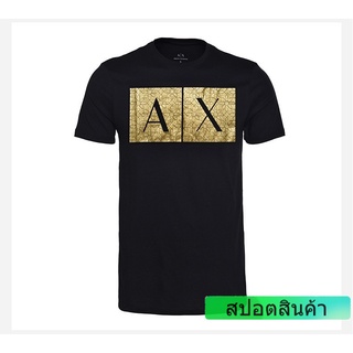 armani exchange เสื้อยืดคอก ลมแขนสั้นสีดํา 3 gztrd 527 m