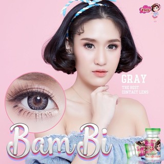 Bambi Gray Brown สีเทา บิ๊กอาย Bigeyes ตัดขอบดำ เน้นขอบดำ ตาโต Pretty Doll ค่าสายตา สายตาสั้น Contact lens คอนแทคเลนส์