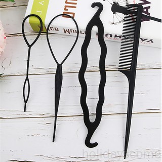 Four Pieces Plastic Pull Hair Needle Dish Hair Tools DIY Hair Styling Accessories Sets Ponytail Maker_holidayscome