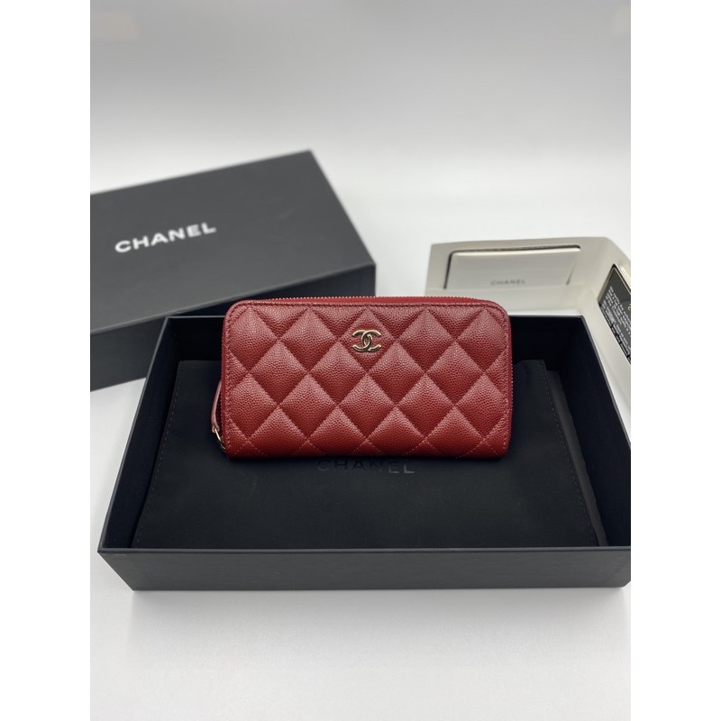 New chanel zippy medium wallet HL28 red caviar