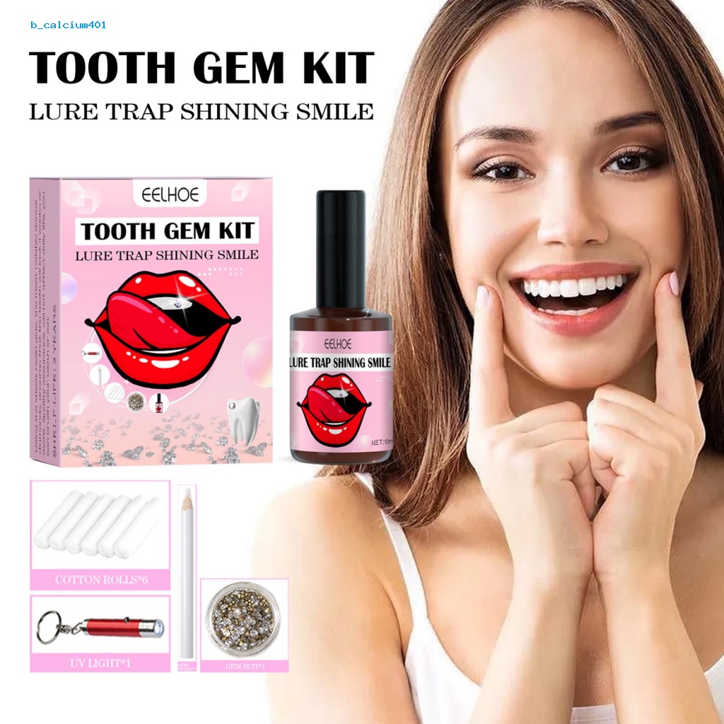 Farfi Portable Teeth Decorations Lure Trap Shining Smile Tooth Gem Kit