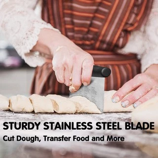 Walfos Stainless Steel Dough Scraper - Multi-Purpose Scraper Chopper with Measurements,for Pastry,Bread Baking