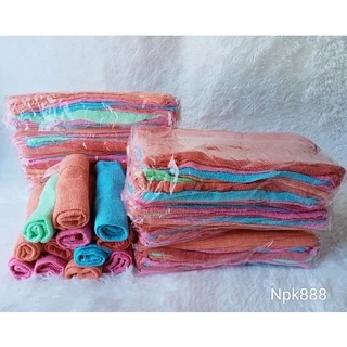 ผ้าขนหนู ผ้าเช็ดมือ ผ้าเช็ดโต๊ะ แพ็ค 1 โหล (12 ผืน) (ลายริ้ว กับ พื้นสี)