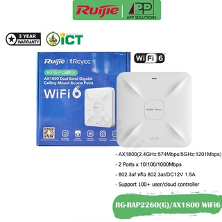 💥1Free1💥REYEE Access Point AX1800 Wifi6 2Port Gigabit/Cloud Control รุ่นRG-RAP2260-G(ประกัน3ปี)