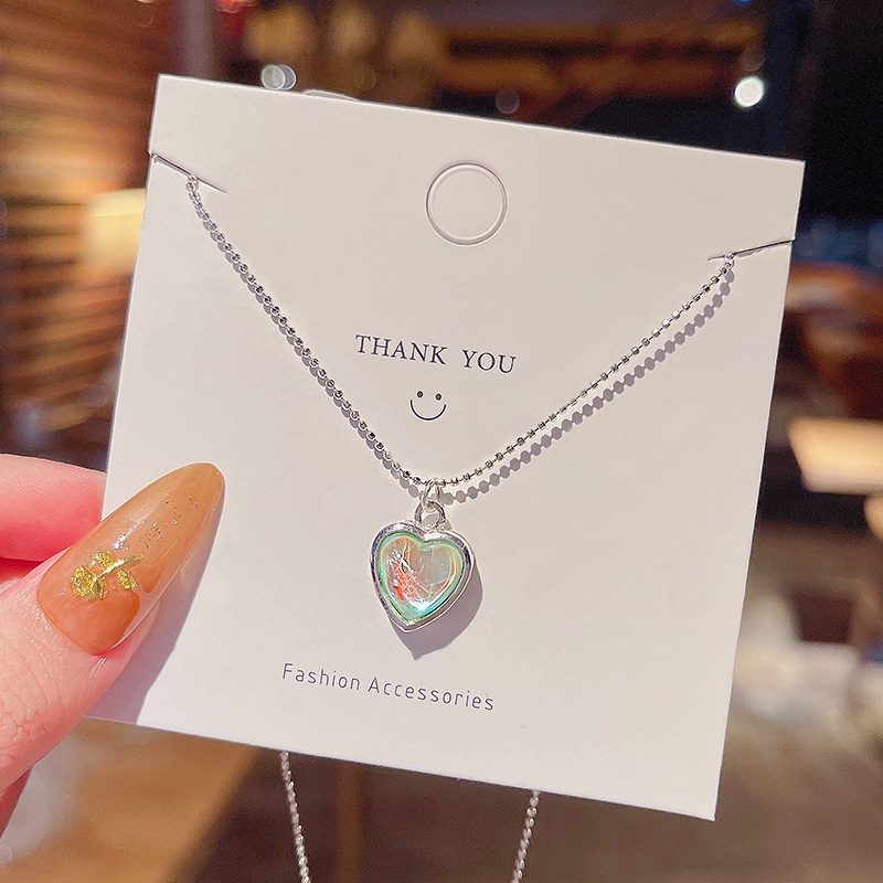 Goody52 Ins Celebrity KOL design blue love จี้ไทเทเนียมเหล็กสร้อยคอผู้หญิง simple chain BFF