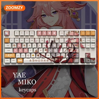 Yae Miko Theme Keycap Genshin Impact Keycap โปรไฟล์ OEM PBT Dye-sublimation คีย์บอร์ด Keycap อะนิเมะส่วนบุคคล Keycap 108 คีย์