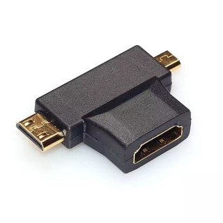 3 in 1 HDMI Female to Mini HDMI Male + Micro HDMI Male Adapter Connector Drop Shipping