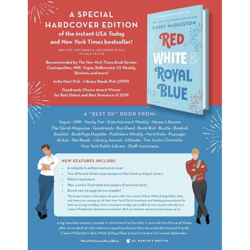 พร้อมส่ง    [Querida] หนังสือภาษาอังกฤษ Red, White & Royal Blue by Casey Mcquiston (english book) ราคา ถูกที่สุด ดีลบีเคเค แกลเลอรีภาพที่ 6