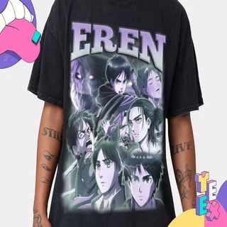 T-shirt  เสื้อยืด พิมพ์ลายกราฟิก Attack on Titan Eren สไตล์ญี่ปุ่น สําหรับผู้หญิง และผู้ชายS-5XL