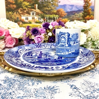 Spode Blue Italian Toast Tray Dish with Mug จาน พร้อม มัก