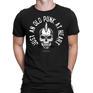 เสื้อยืดโอเวอร์ไซส์เสื้อยืด คอกลม ผ้าฝ้าย พิมพ์ลาย Just An Old Punk At Heart สไตล์ยุโรป สําหรับผู้ชายS-3XL