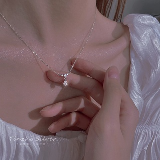 สร้อยคอโซ่ จี้รูปหยดน้ํา ประดับเพทาย แบบเรียบง่าย สไตล์เกาหลี สําหรับผู้หญิง