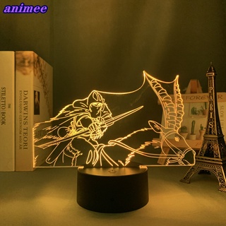 โคมไฟ Led รูปการ์ตูนอนิเมะเจ้าหญิง Mononoke Ashitaka 3d เหมาะกับของขวัญ สําหรับตกแต่งห้องนอน