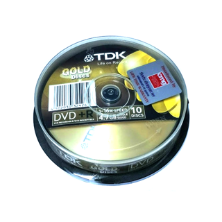 แผ่นดีวีดีเปล่า TDK DVD+R (P10 SINDLE)