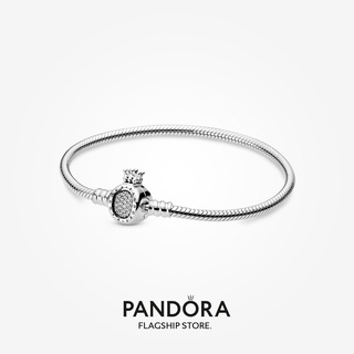 Pandora สร้อยข้อมือเงิน 925 จี้รูปมงกุฎ และงู ของขวัญวันเกิดคริสต์มาส