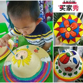 DIYหมวกฟางระบายสี ระบายสีศิลปะเด็ก Hat Painting