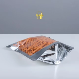 ถุงมีซิป รุ่นหนาพิเศษ หน้าใสหลังเงิน ตั้งได้ (50ใบ)