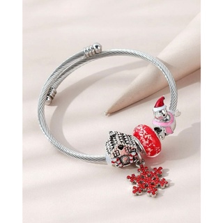 กำไลข้อมือประดับ Santa charm Rhinestone สีแดง สินค้าพร้อมส่ง