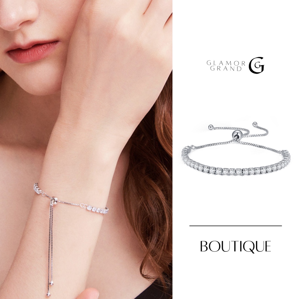 GLAMOR✨สร้อยข้อมือเพชร SHINE STAR RIVER สร้อยข้อมือเงินแท้ ของขวัญ Valentine สร้อยข้อมือผู้หญิง กําไลเงินแท้ กำไลแฟชั่น