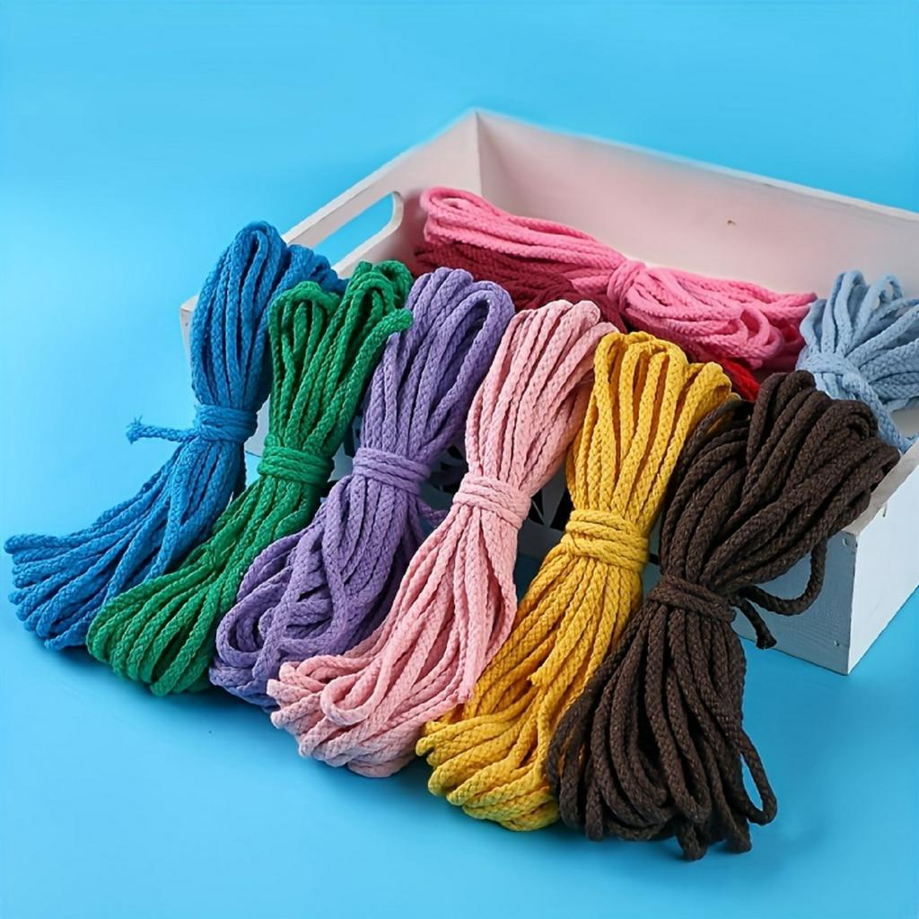 เชือกผ้าฝ้ายถัก หลากสี หนา 5 มม. ยาว 10 ม. diy สําหรับผูกเชือกหมวก