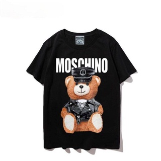 Moschino เสื้อยืด ผ้าฝ้าย พิมพ์ลายหมี สไตล์ฮิปฮอป พังก์ สําหรับผู้ชาย และผู้หญิงS-5XL