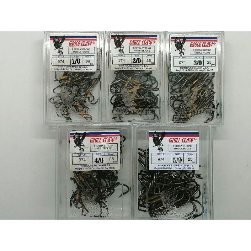EAGLE CLAW 2 EXTRA STRONG TREBLE HOOK / 974