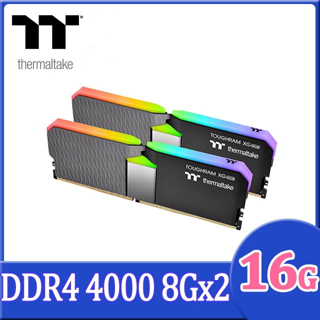16GB (8GBx2) DDR4/4000 RAM PC (แรมพีซี) THERMALTAKE TOUGHRAM XG RGB (R016D408GX2-4000C19A)