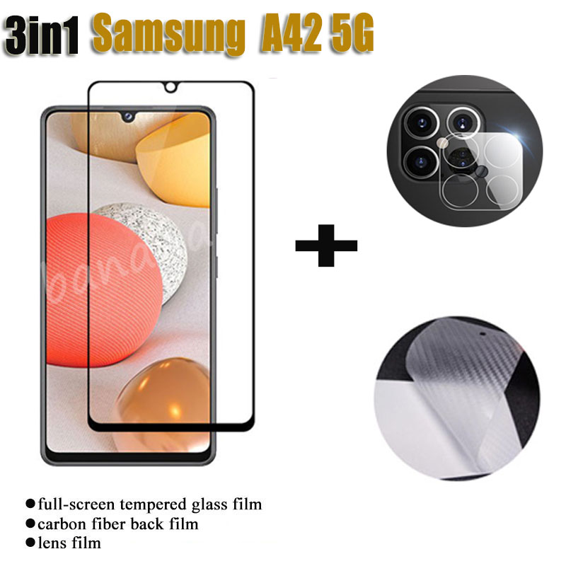 Samsung A42 5G/ A91/S10lite/Notelite/A81/A70 ฟิล์มกระจกนิรภัย + ฟิล์มกันรอย + ฟิล์มกันรอยเลนส์ (3in1