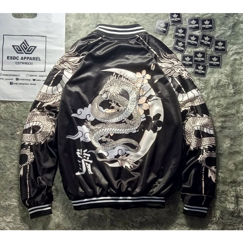 Sukajan Memphis Origins Japan Sublime เย็บปักถักร้อย Varsity Naga Mikaduki Ryujin แจ็คเก็ต/คุณภาพ Or