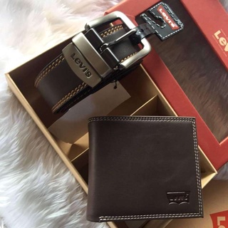 LEVIS WALLET AND BELT GIFT SET - - กระเป๋าสตางค์สีดำ+เข็มขัด Levis