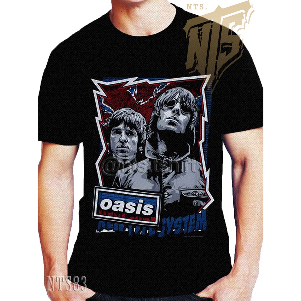 NTS 83 Oasis ROCK เสื้อยืด ลายวงดนตรี สีดำ ชาวร็อค ผ้าหนานุ่ม ซิลค์สกรีนแน่น T SHIRT S M L XL XXL