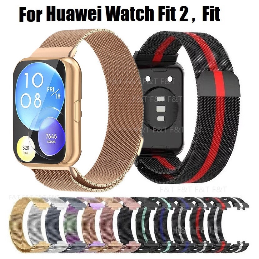 สาย huawei watch fit 2 Strap สายนาฬิกาข้อมือสเตนเลส แม่เหล็ก สําหรับ huawei watch fit 2 สาย Milanese สายนาฬิกา huaweiwatch fit 2 Stainless Steel Huawei fit 2 สายนาฬิกา
